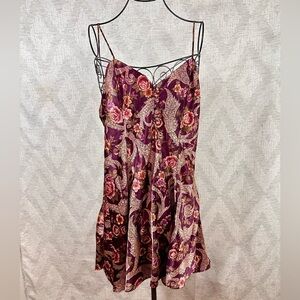 Vintage Kathryn floral plum mini slip dress size M